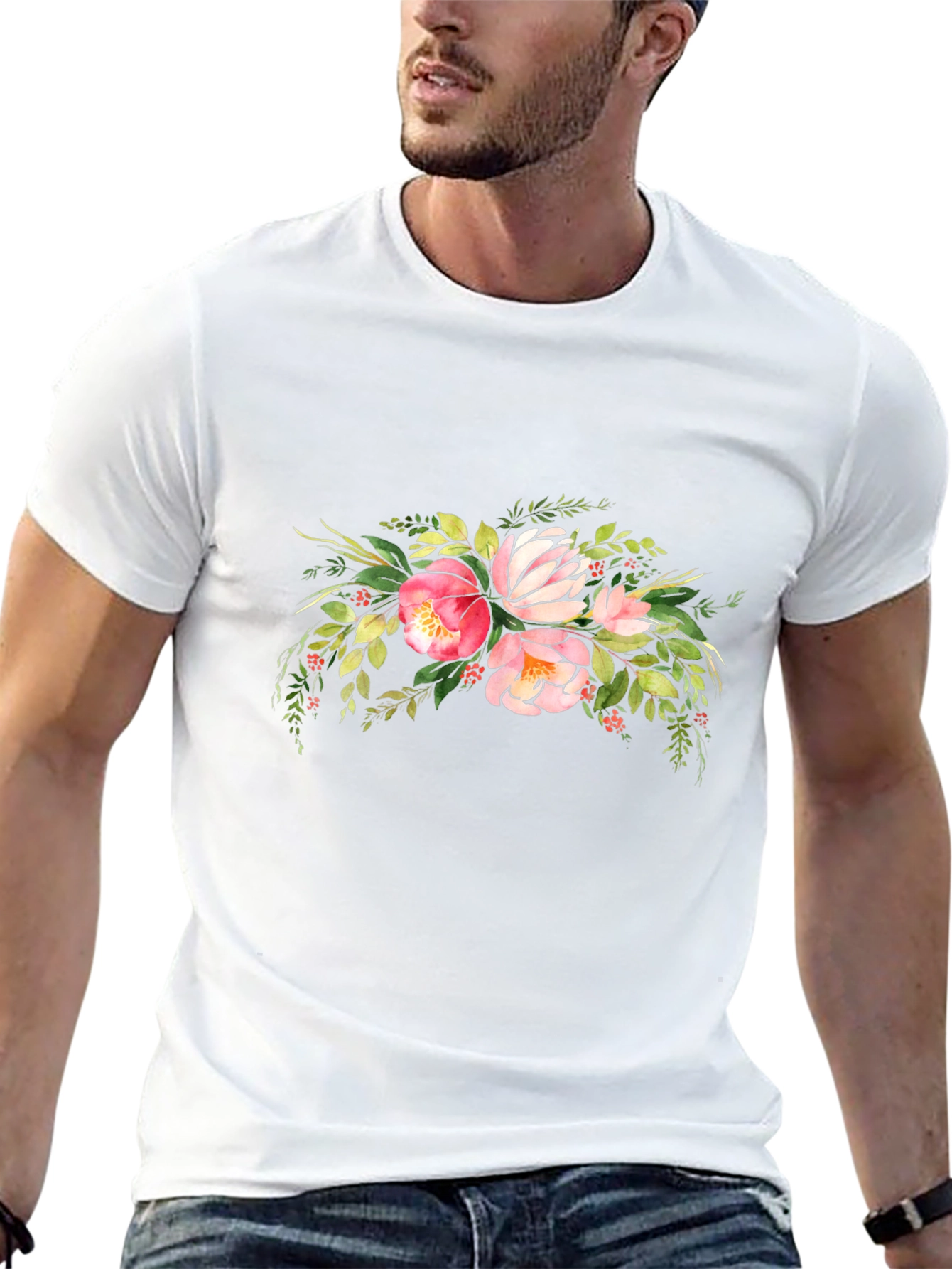 Floral Bouquet Graphic Black T-Shirt