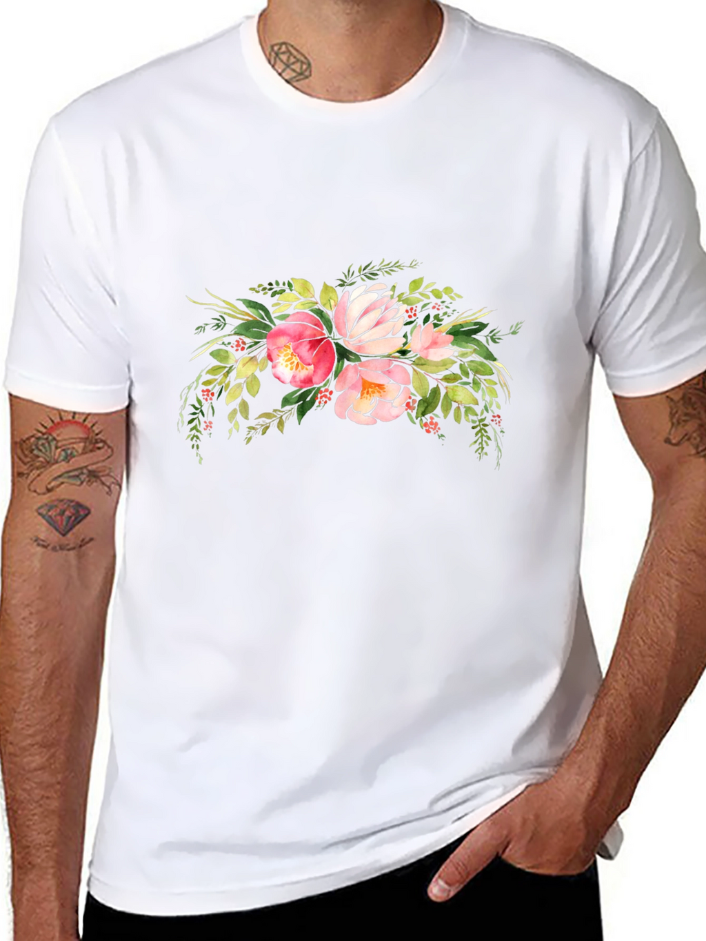 Floral Bouquet Graphic Black T-Shirt