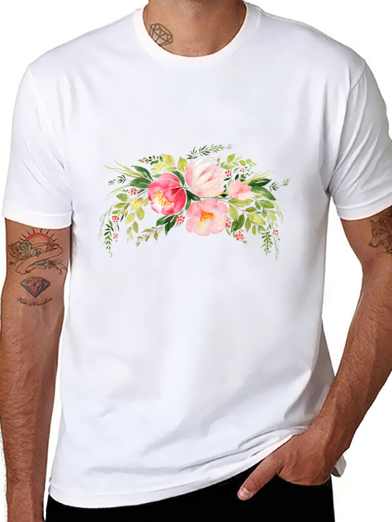 Floral Bouquet Graphic Black T-Shirt