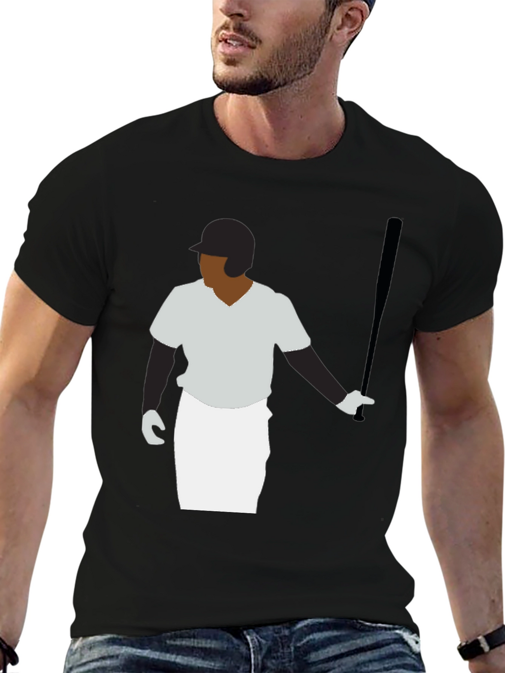 Baseball Player Graphic Tee - Black T-Shirt