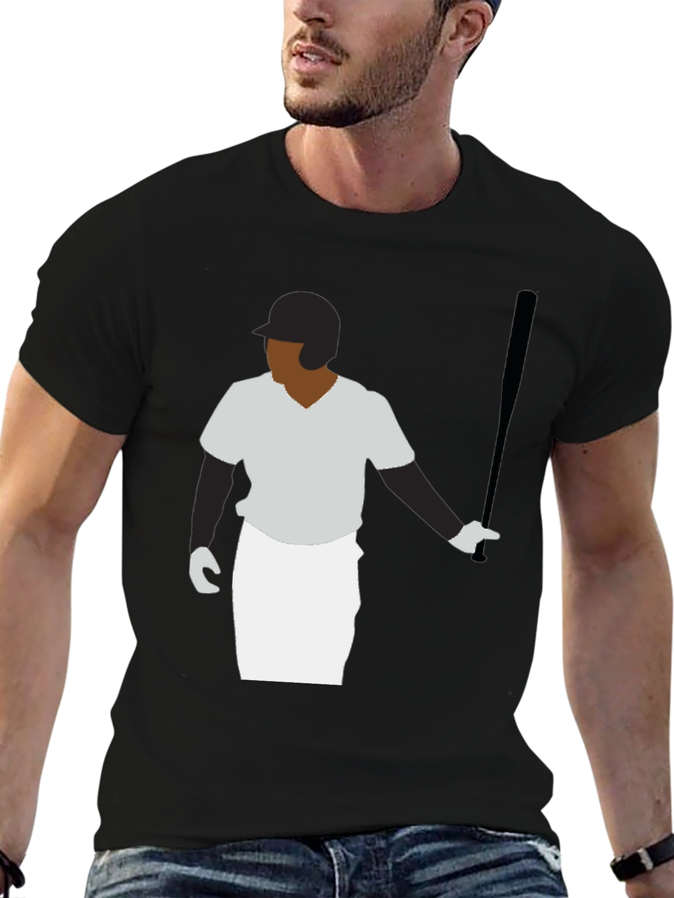 Baseball Player Graphic Tee - Black T-Shirt