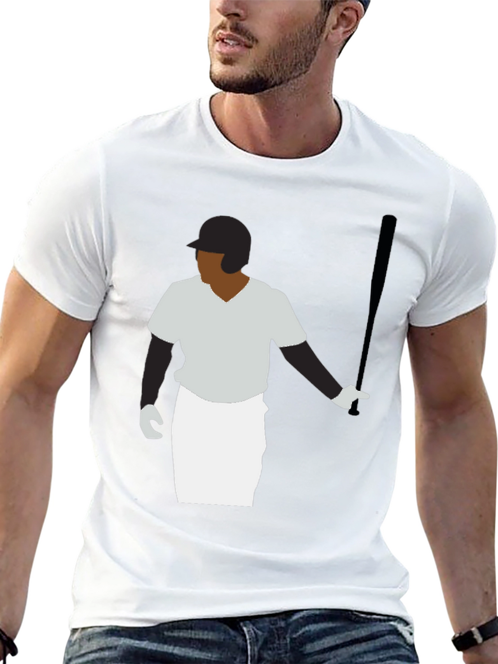 Baseball Player Graphic Tee - Black T-Shirt