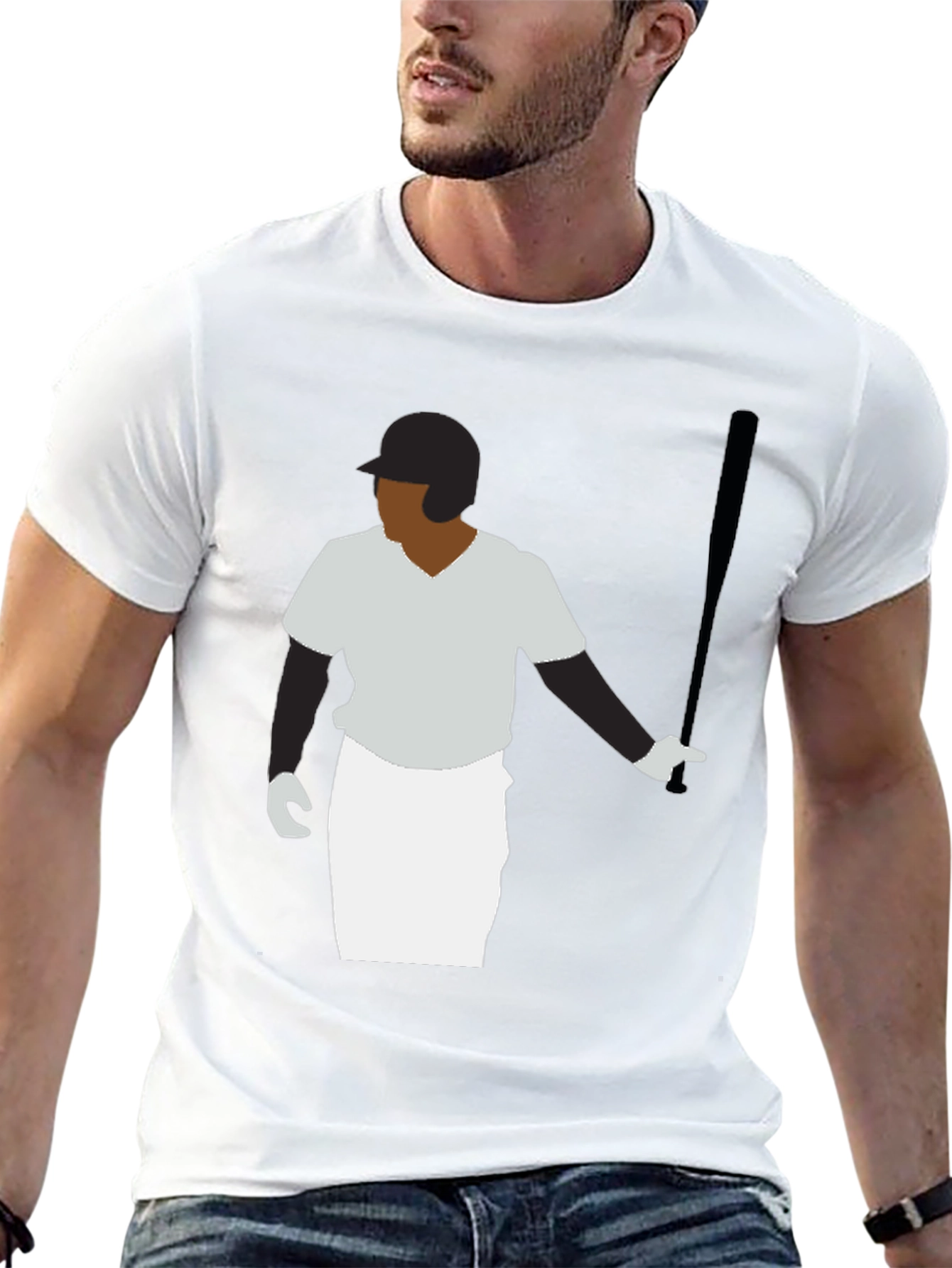 Baseball Player Graphic Tee - Black T-Shirt