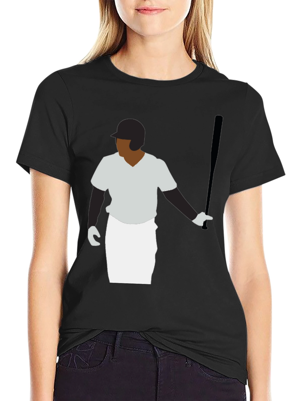 Baseball Player Graphic Tee - Black T-Shirt
