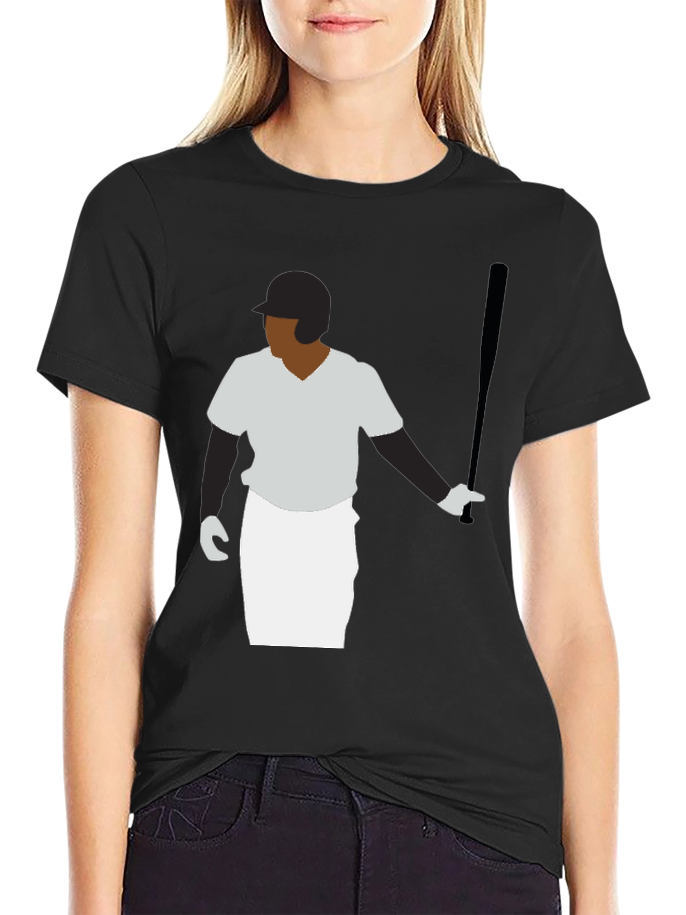 Baseball Player Graphic Tee - Black T-Shirt