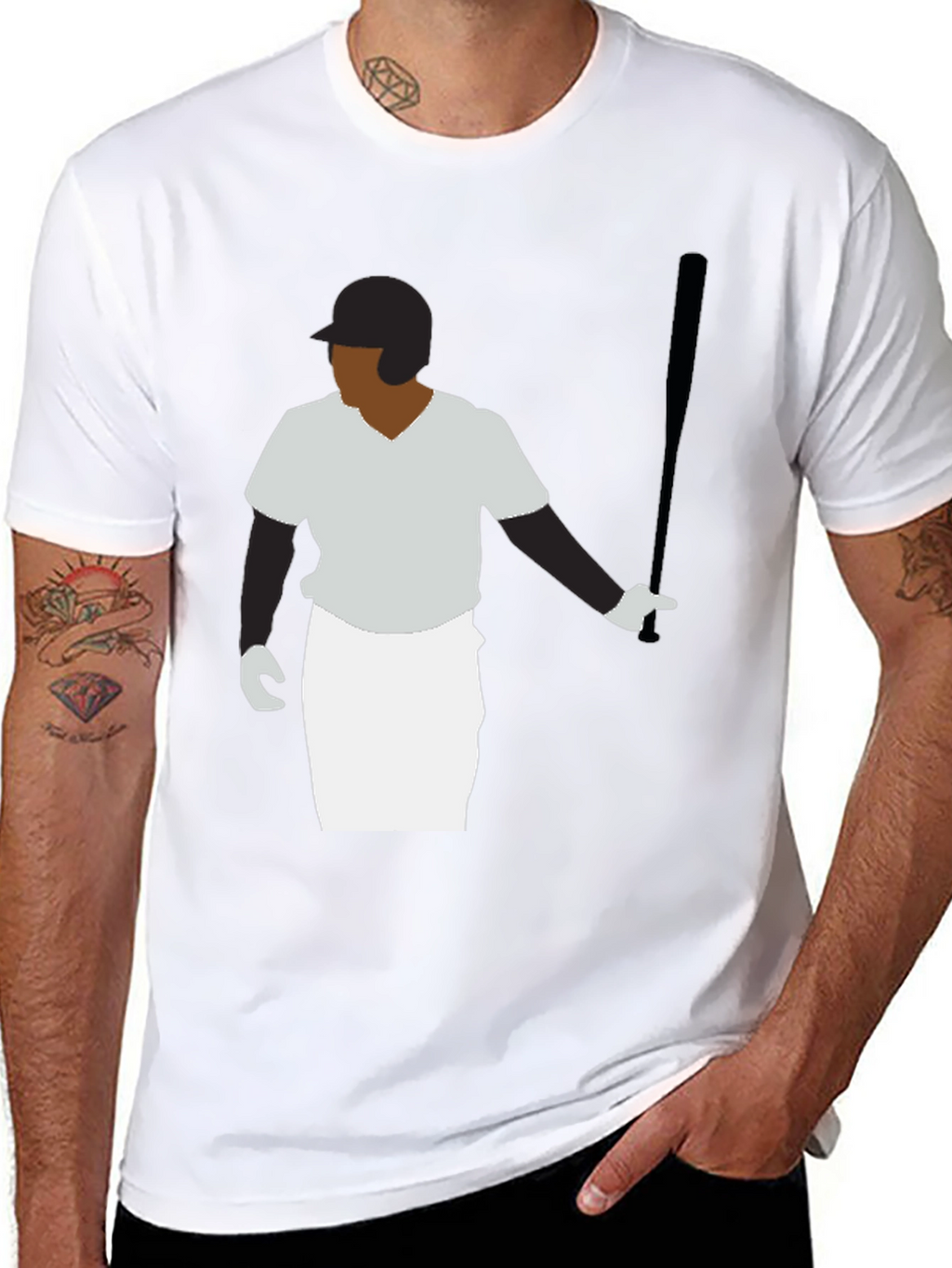 Baseball Player Graphic Tee - Black T-Shirt