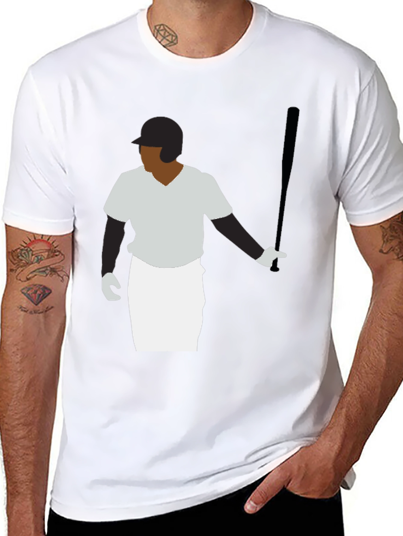Baseball Player Graphic Tee - Black T-Shirt