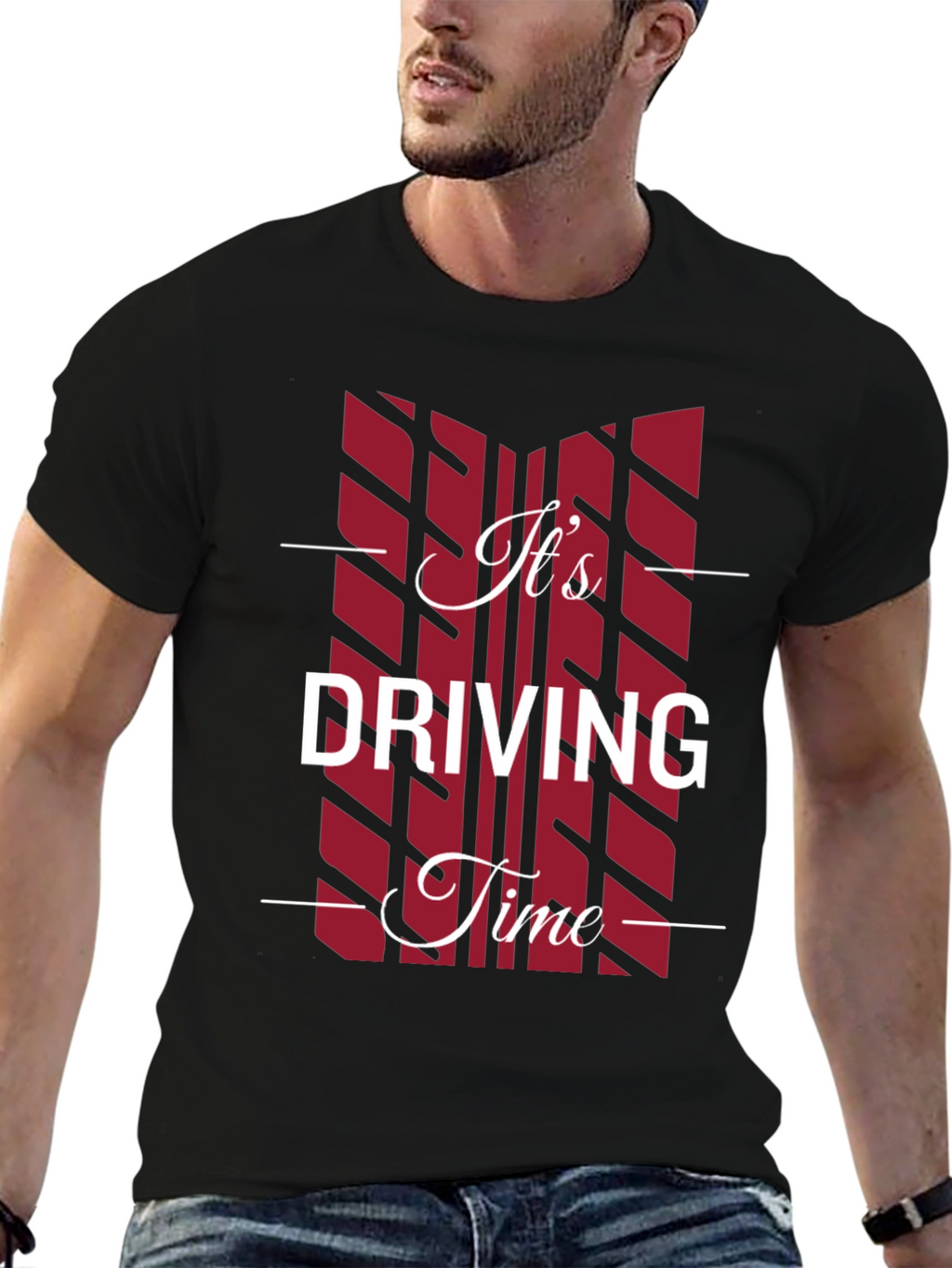 Its Driving Time Black Graphic T-Shirt