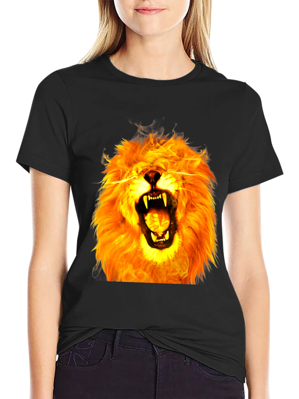 Fiery Lion Graphic Tee - Bold Animal Print Shirt