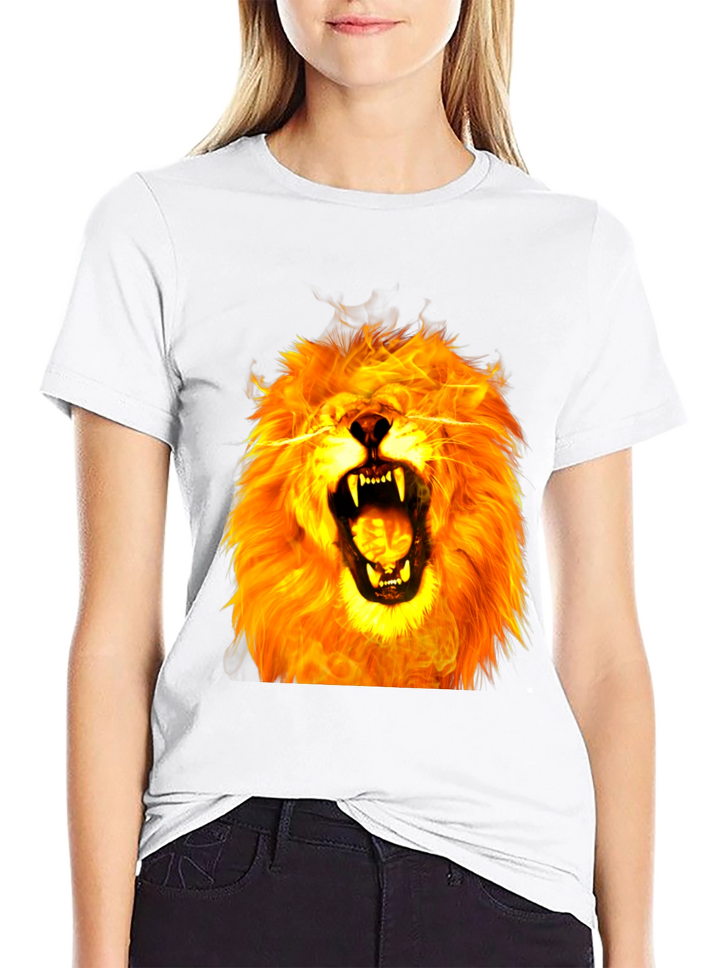 Fiery Lion Graphic Tee - Bold Animal Print Shirt