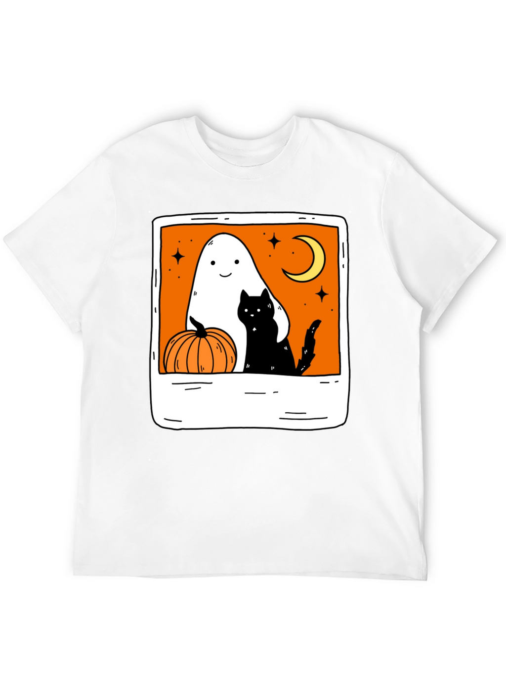 Spooky Season Black Tee - Ghost Cat Pumpkin