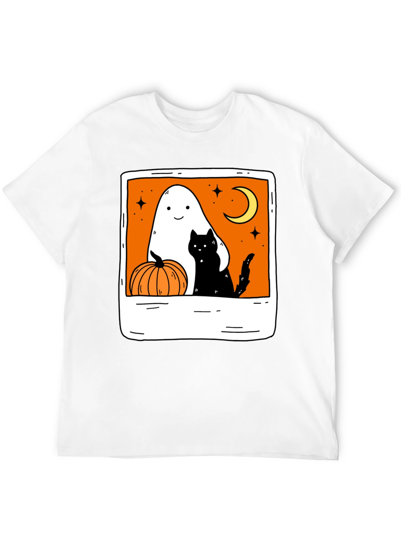 Spooky Season Black Tee - Ghost Cat Pumpkin