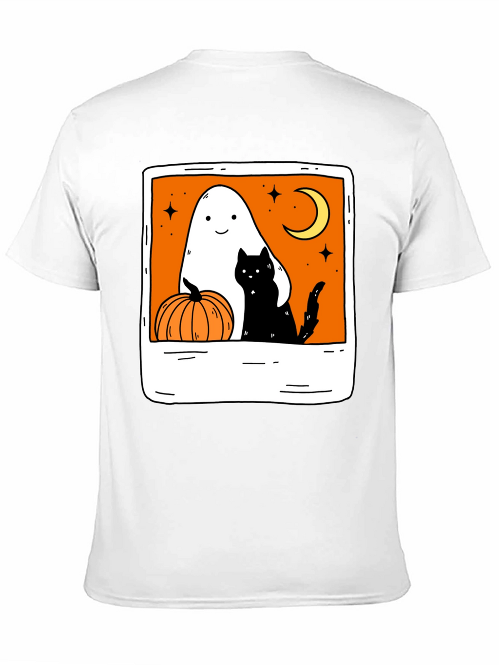Spooky Season Black Tee - Ghost Cat Pumpkin