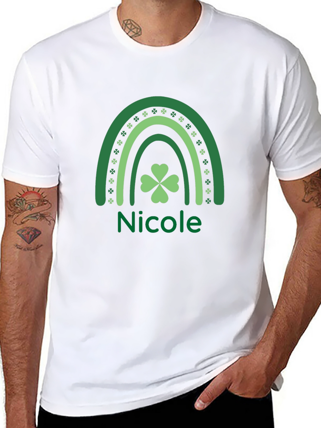 Nicole St. Patricks Day Shamrock Rainbow T-Shirt