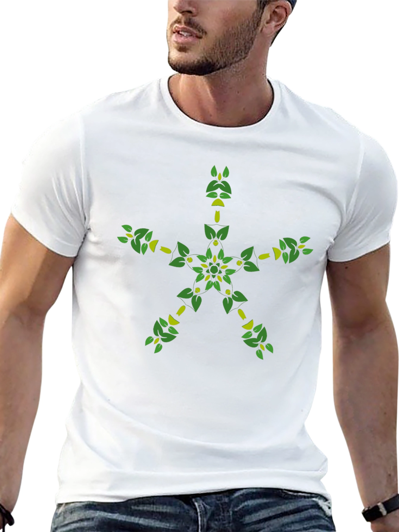 Botanical Star Graphic Black T-Shirt
