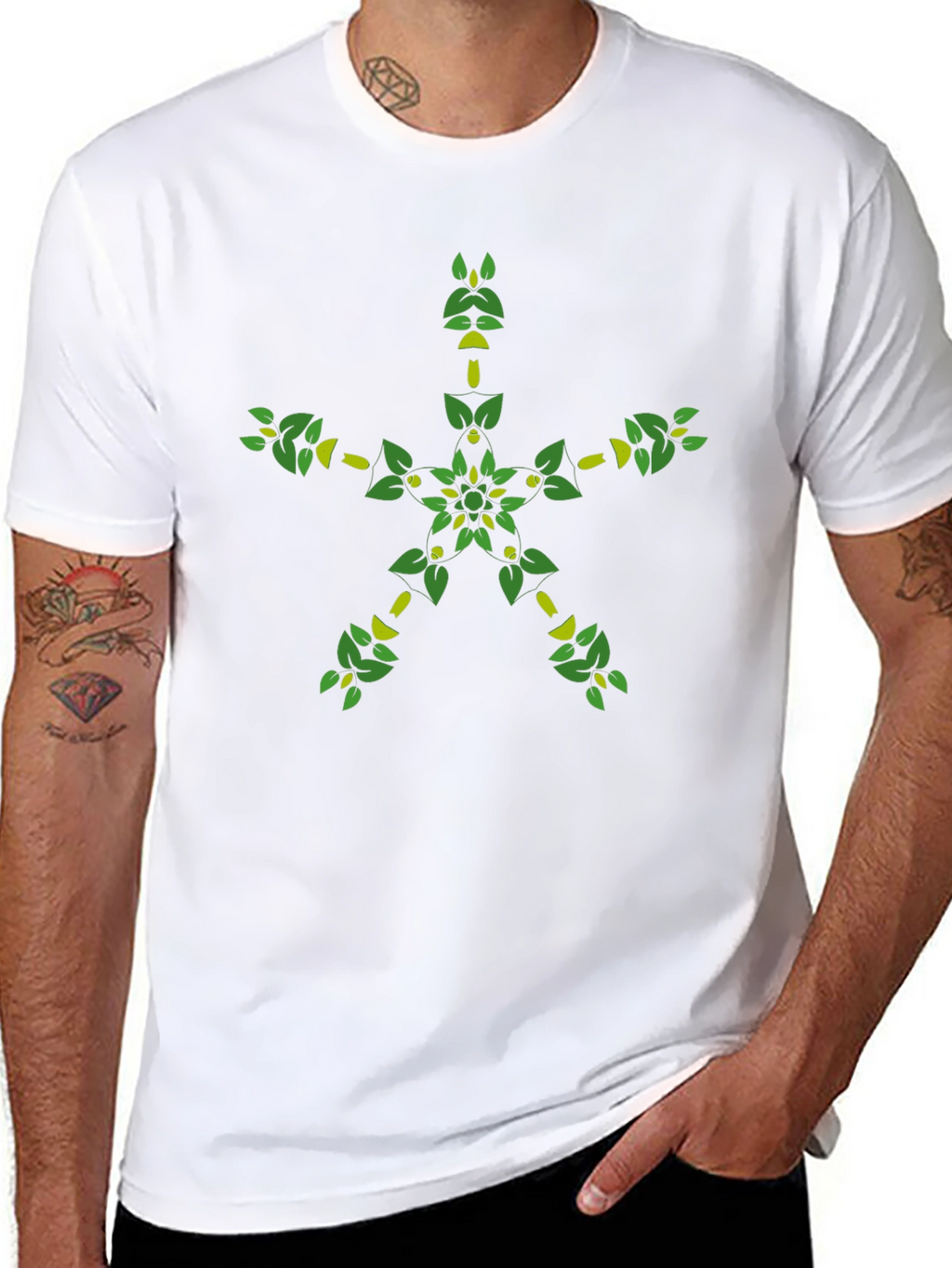 Botanical Star Graphic Black T-Shirt
