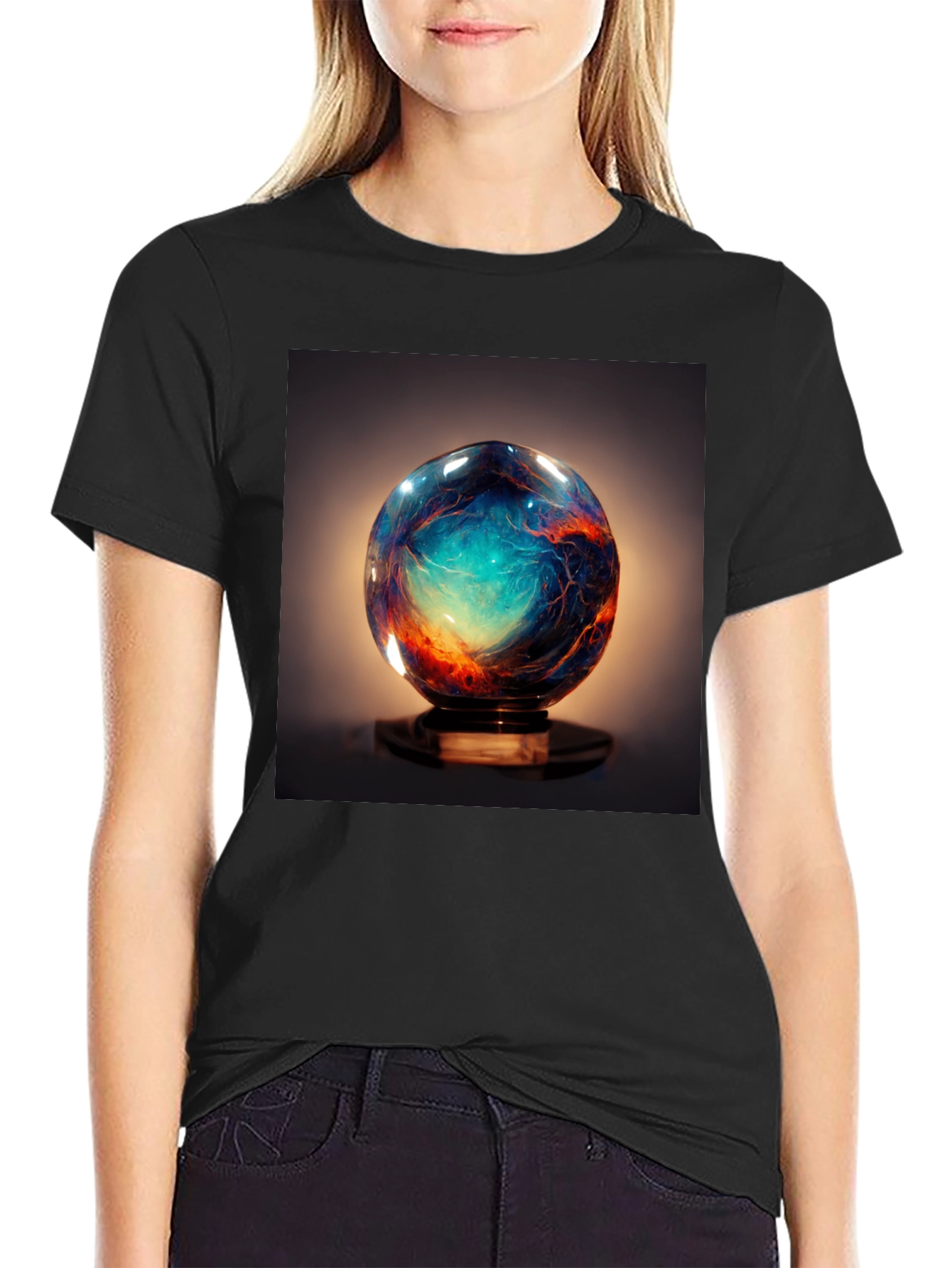 Galaxy Sphere Graphic Tee - Black Cotton T-Shirt