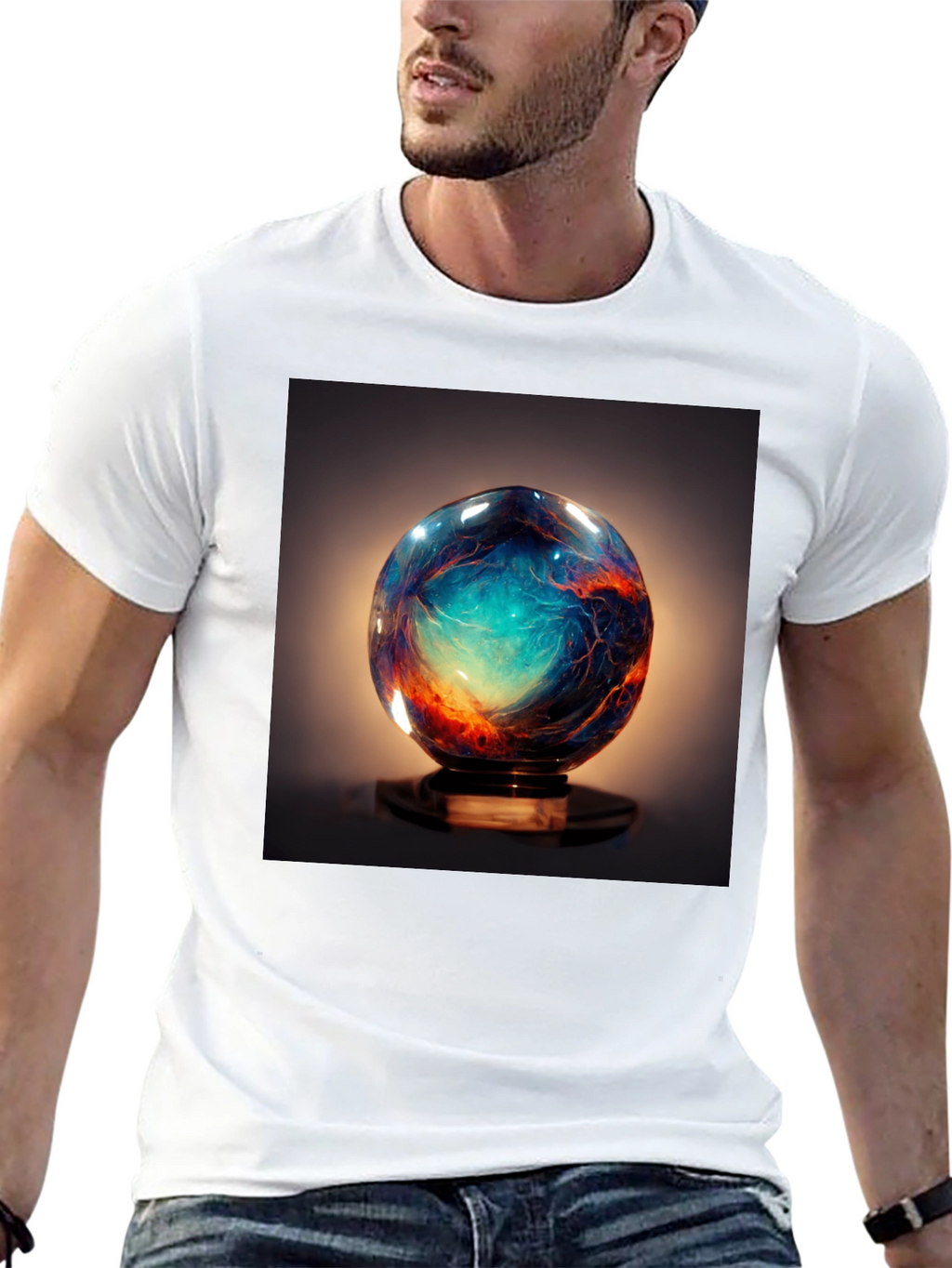 Galaxy Sphere Graphic Tee - Black Cotton T-Shirt