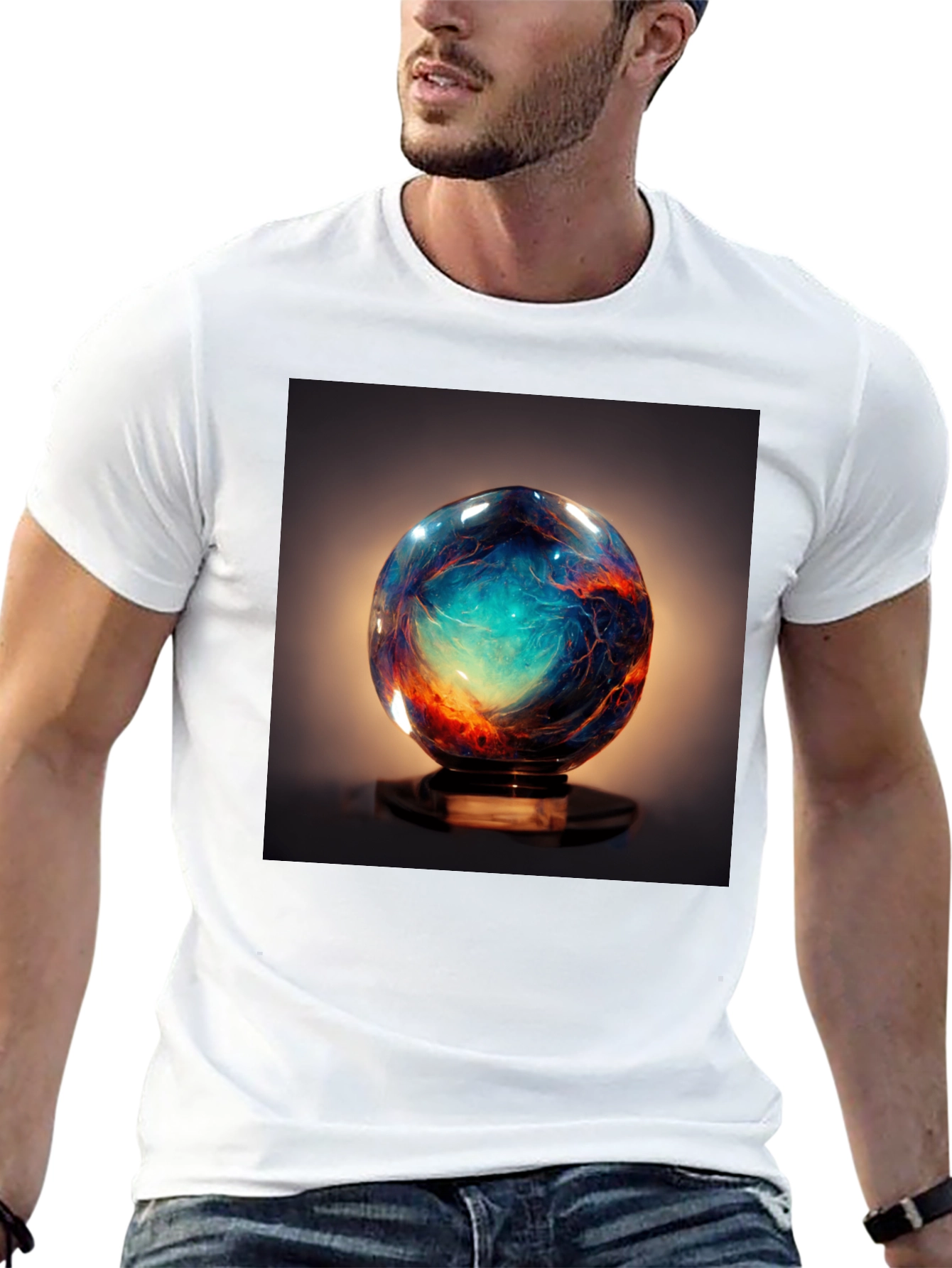Galaxy Sphere Graphic Tee - Black Cotton T-Shirt