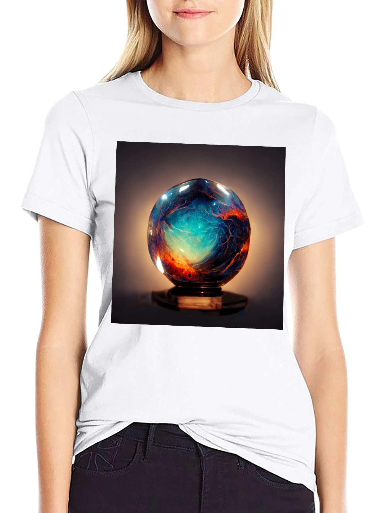 Galaxy Sphere Graphic Tee - Black Cotton T-Shirt