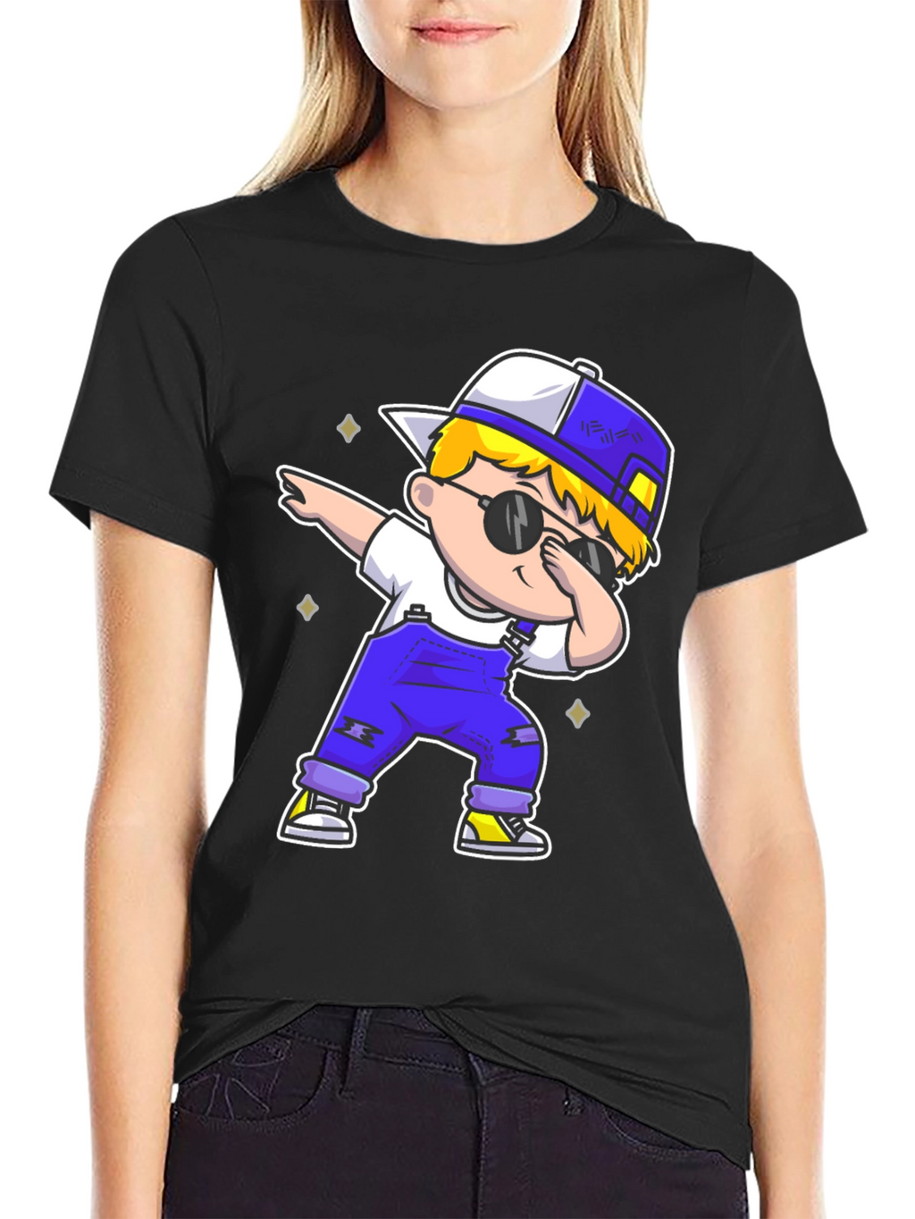 Dabbing Kid Graphic Tee - Trendy Cartoon T-Shirt