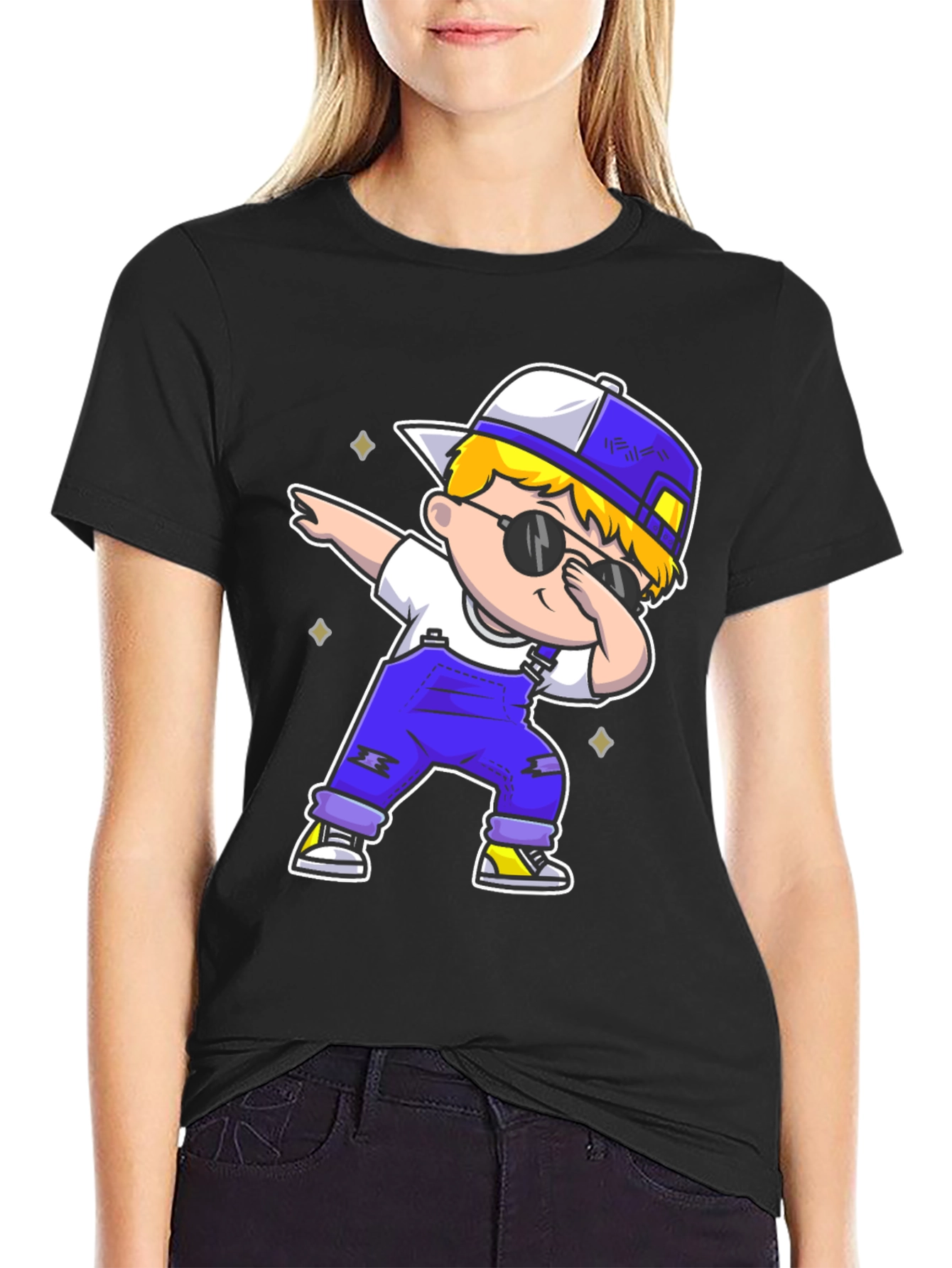 Dabbing Kid Graphic Tee - Trendy Cartoon T-Shirt