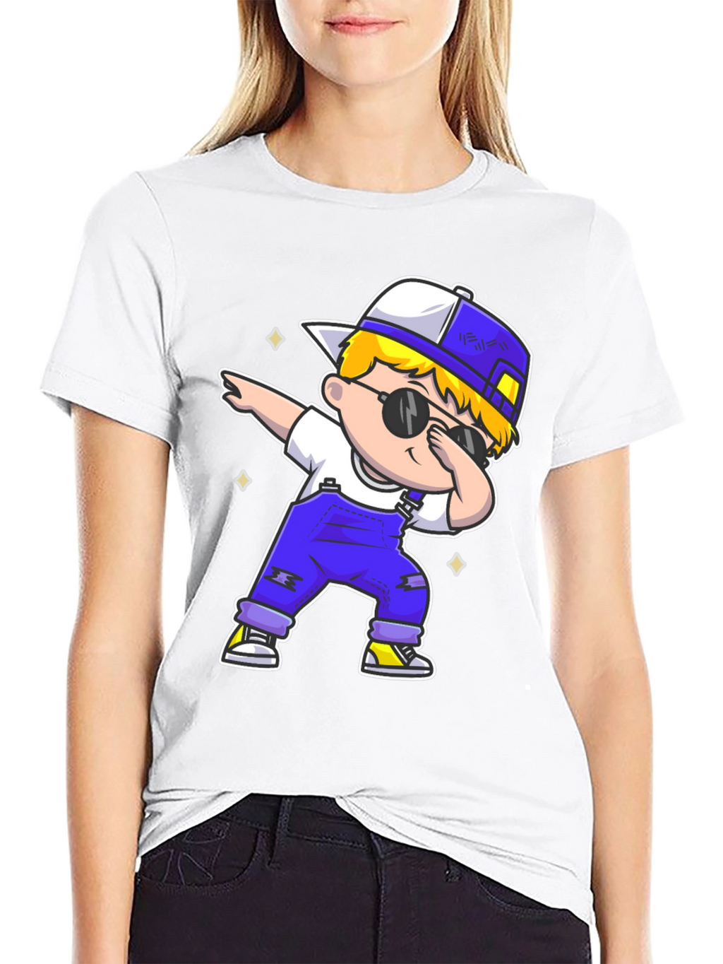 Dabbing Kid Graphic Tee - Trendy Cartoon T-Shirt