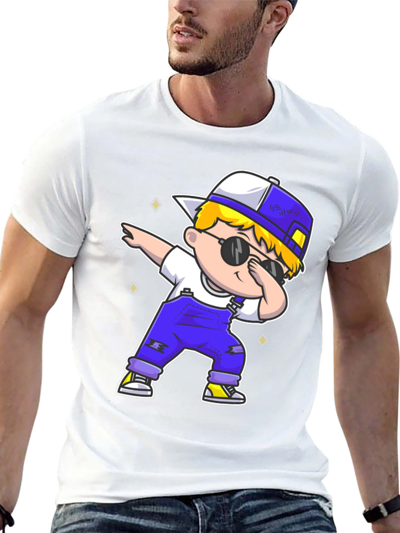 Dabbing Kid Graphic Tee - Trendy Cartoon T-Shirt