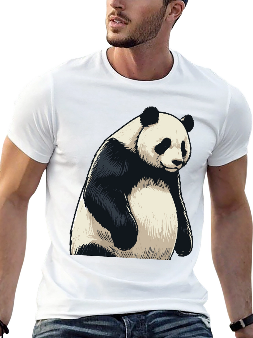 Mens Black Panda Graphic T-Shirt