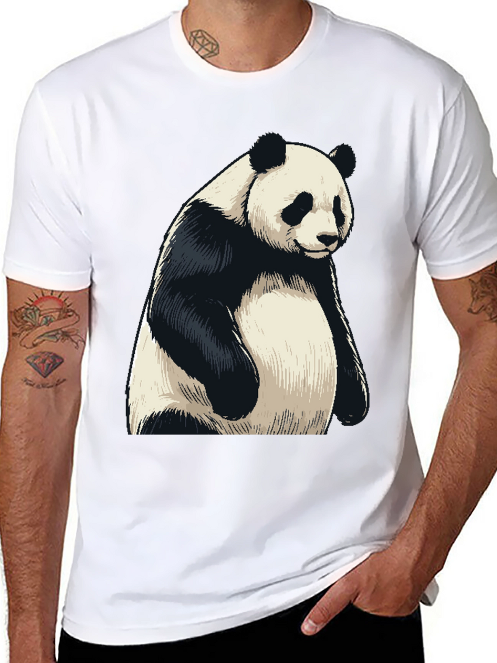 Mens Black Panda Graphic T-Shirt