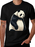 Mens Black Panda Graphic T-Shirt