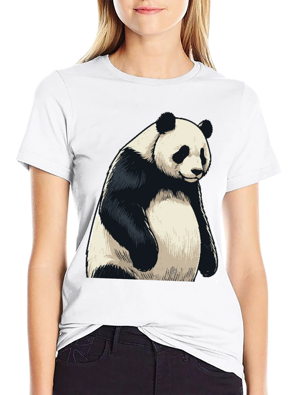 Mens Black Panda Graphic T-Shirt