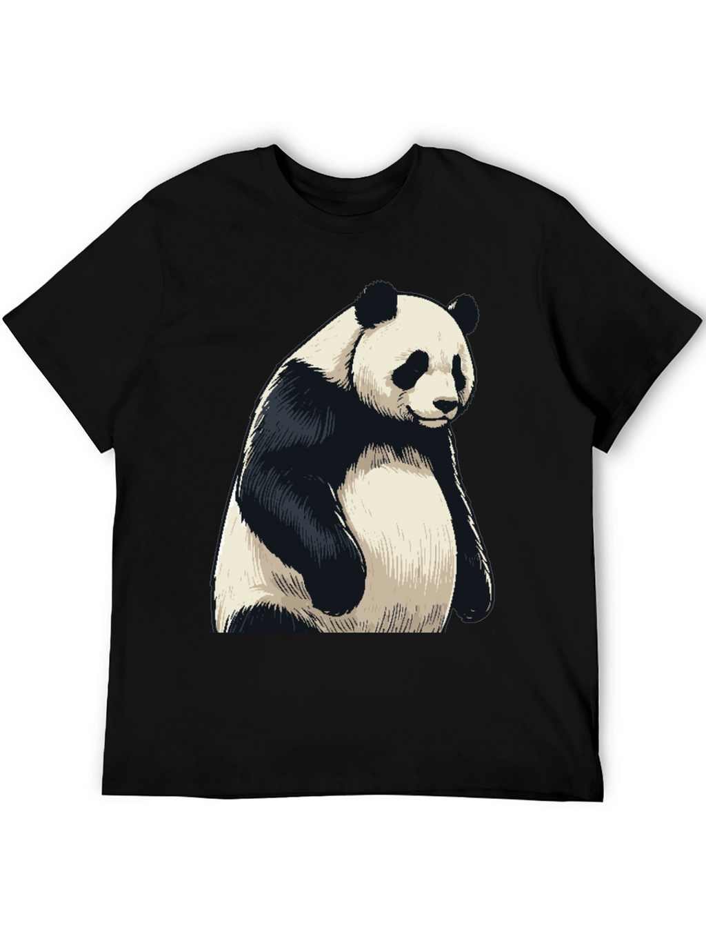 Mens Black Panda Graphic T-Shirt