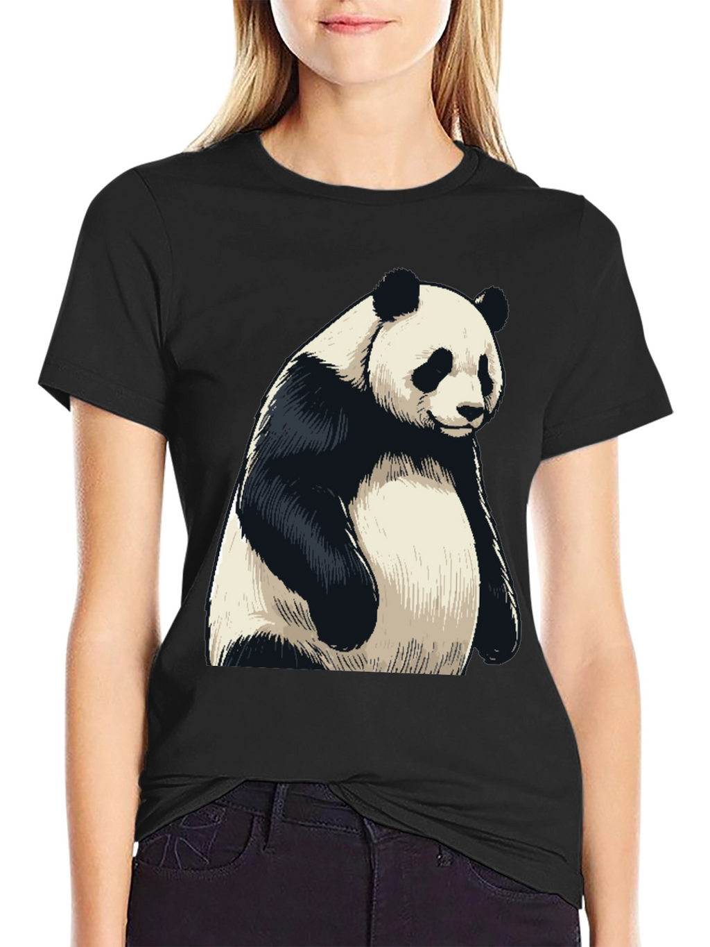 Mens Black Panda Graphic T-Shirt