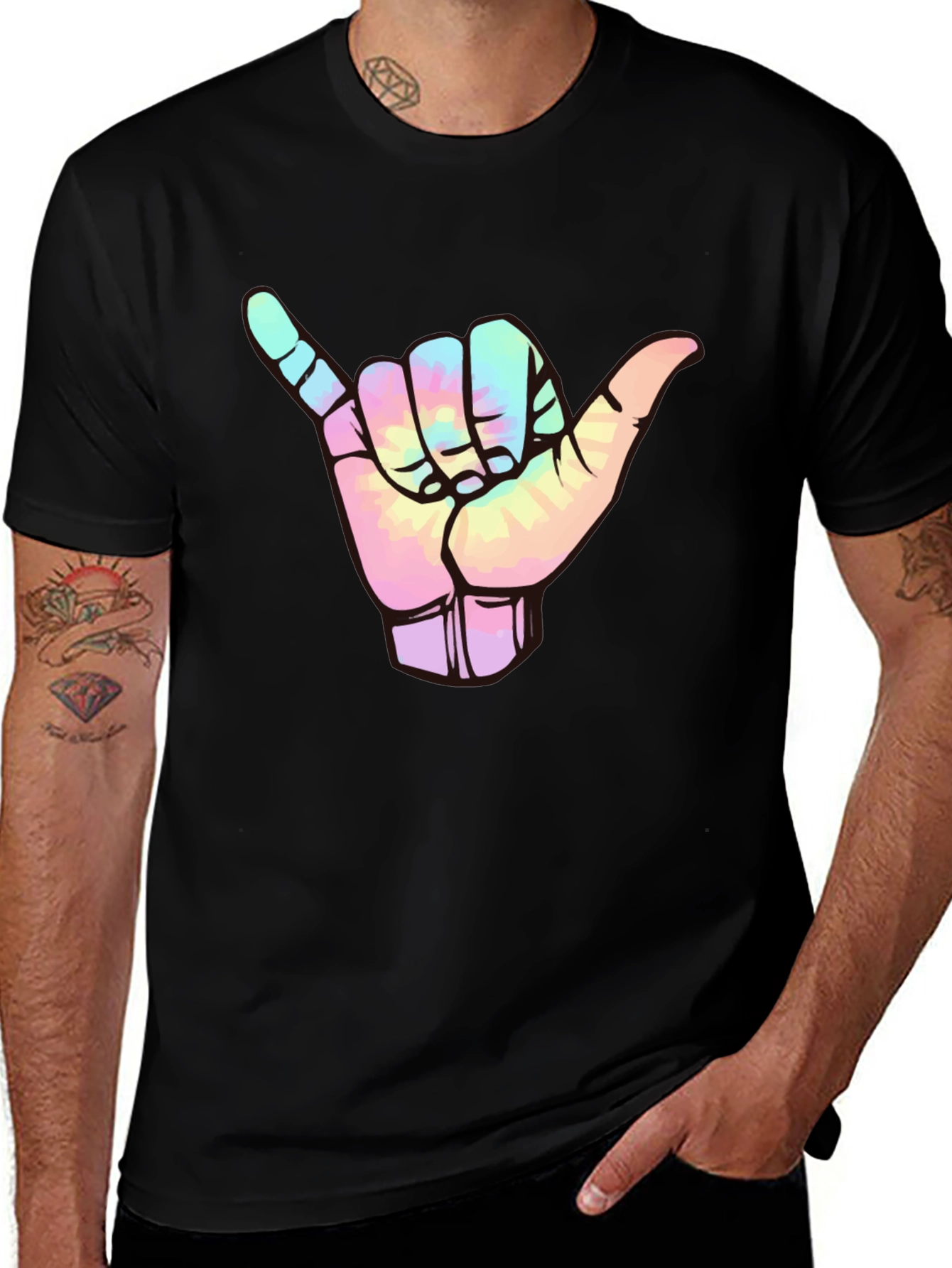 Shaka Sign Tie-Dye Graphic Tee