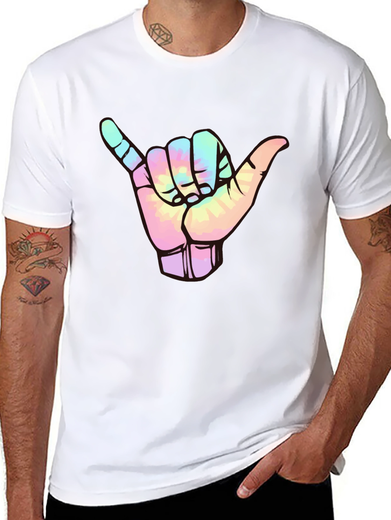 Shaka Sign Tie-Dye Graphic Tee