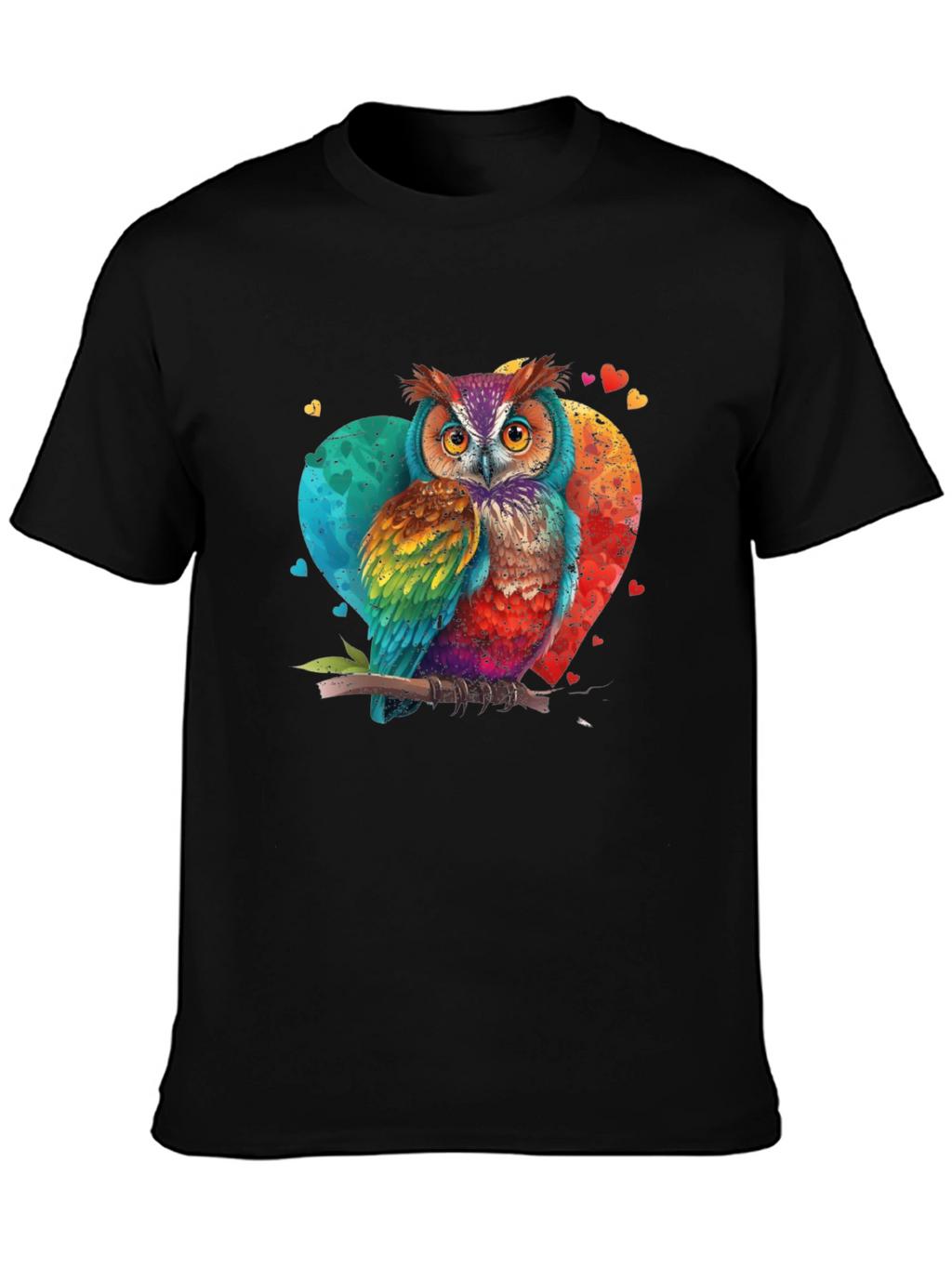 Rainbow Owl T-Shirt Artistic Graphic Tee