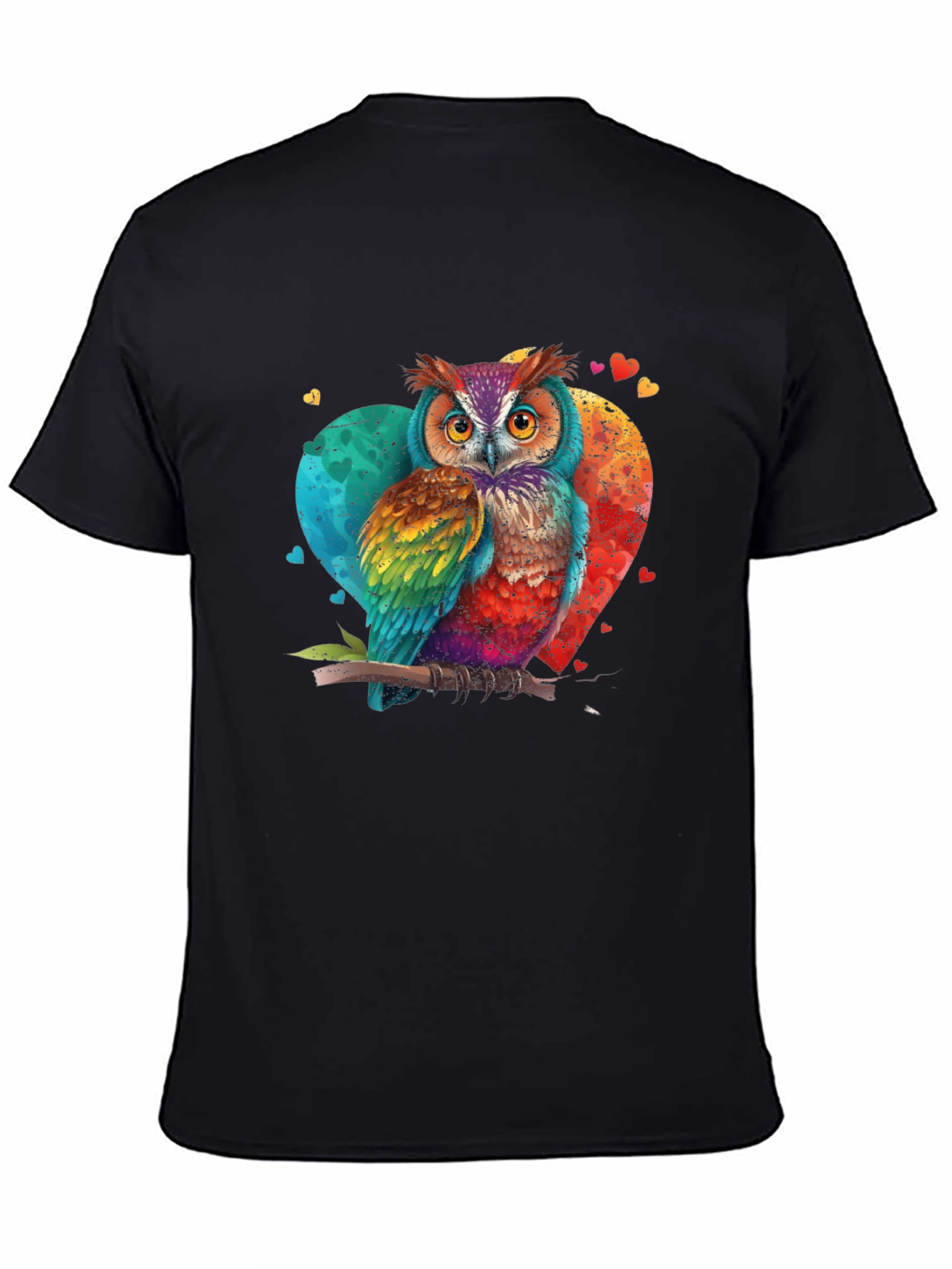 Rainbow Owl T-Shirt Artistic Graphic Tee