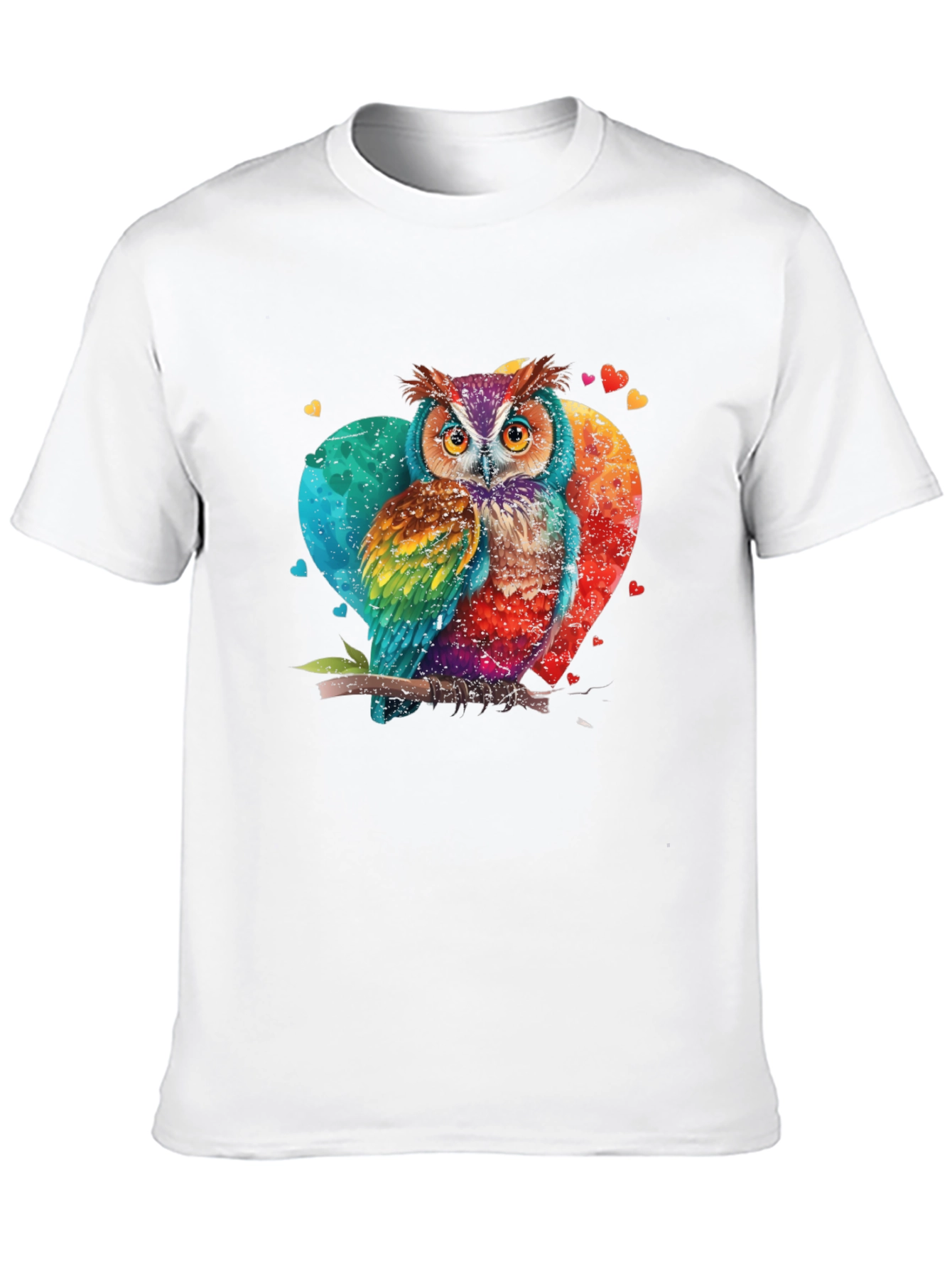 Rainbow Owl T-Shirt Artistic Graphic Tee