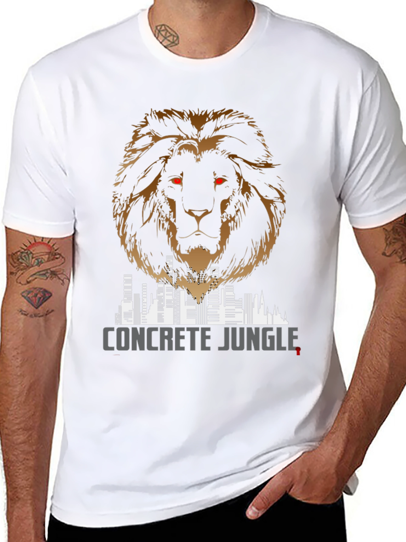 Concrete Jungle Lion Graphic Tee - Mens Fashion