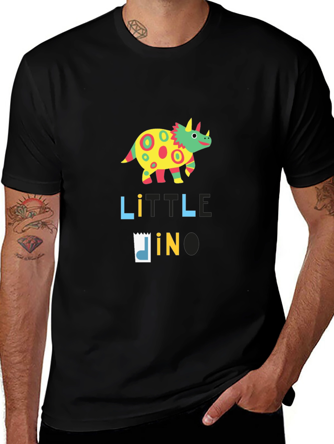Little Dino Black T-Shirt: Fun & Colorful