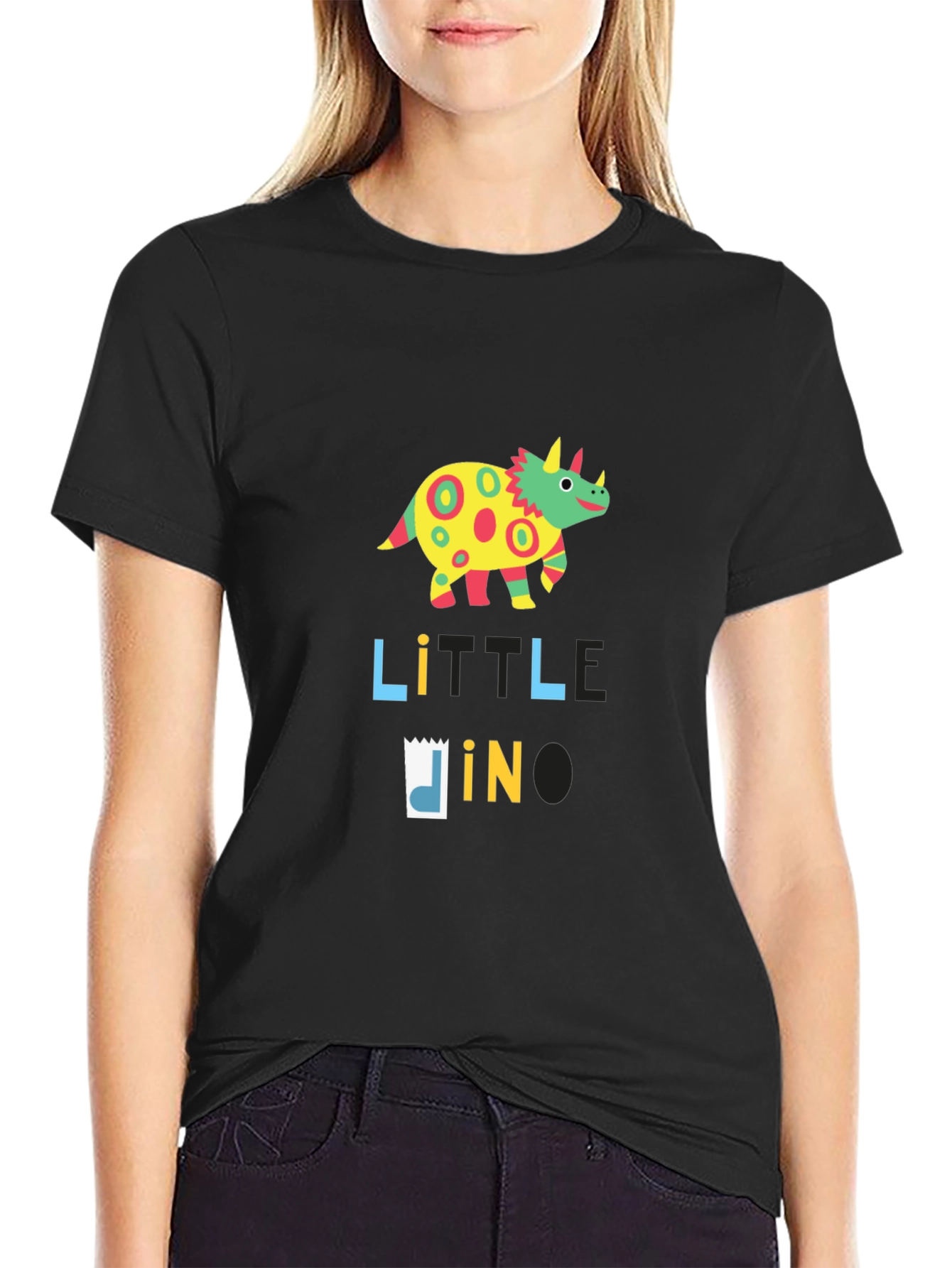 Little Dino Black T-Shirt: Fun & Colorful