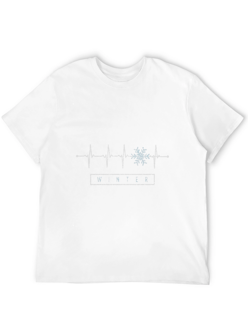Winter Snowflake Heartbeat Black T-Shirt