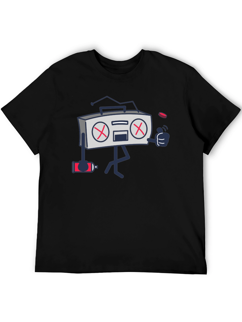Radio Cartoon Black Graphic T-Shirt