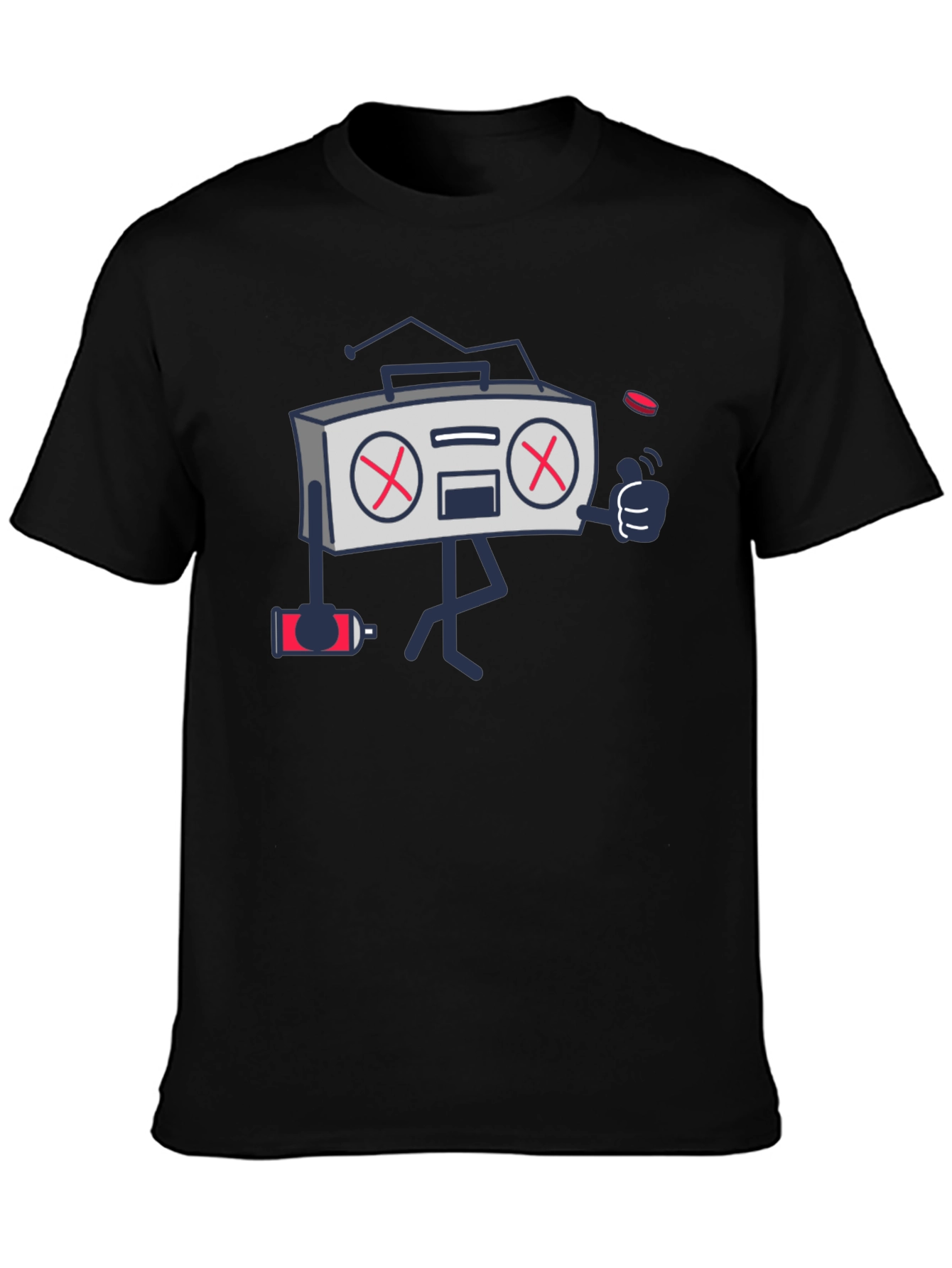 Radio Cartoon Black Graphic T-Shirt