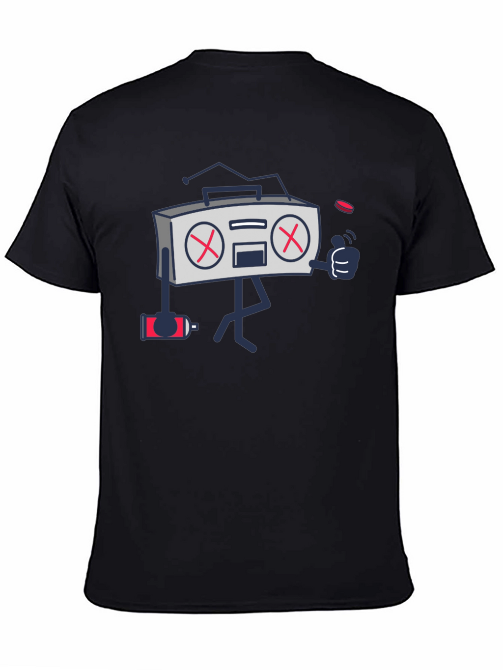 Radio Cartoon Black Graphic T-Shirt