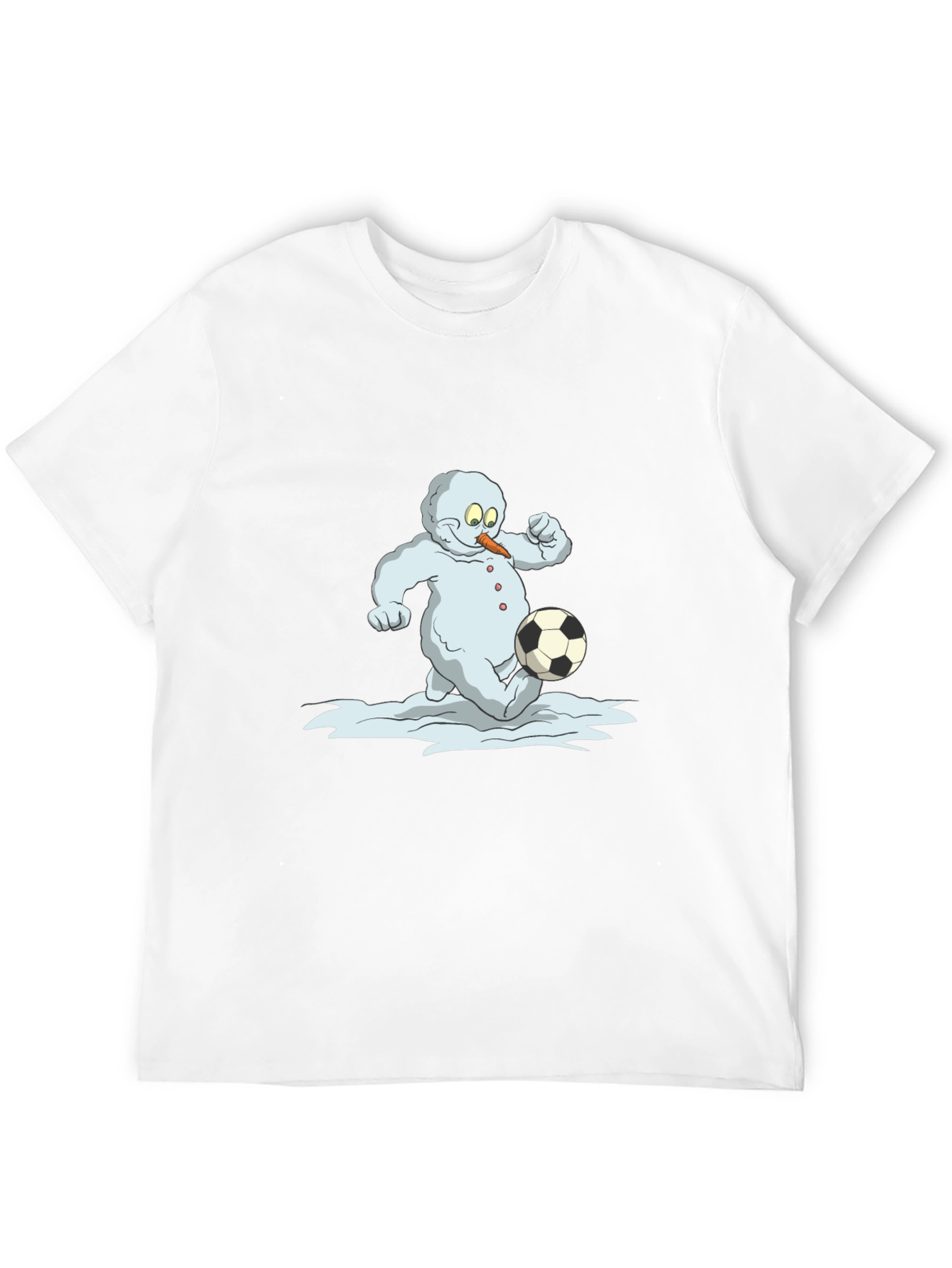 Snowman Soccer T-Shirt - Black Cotton Tee