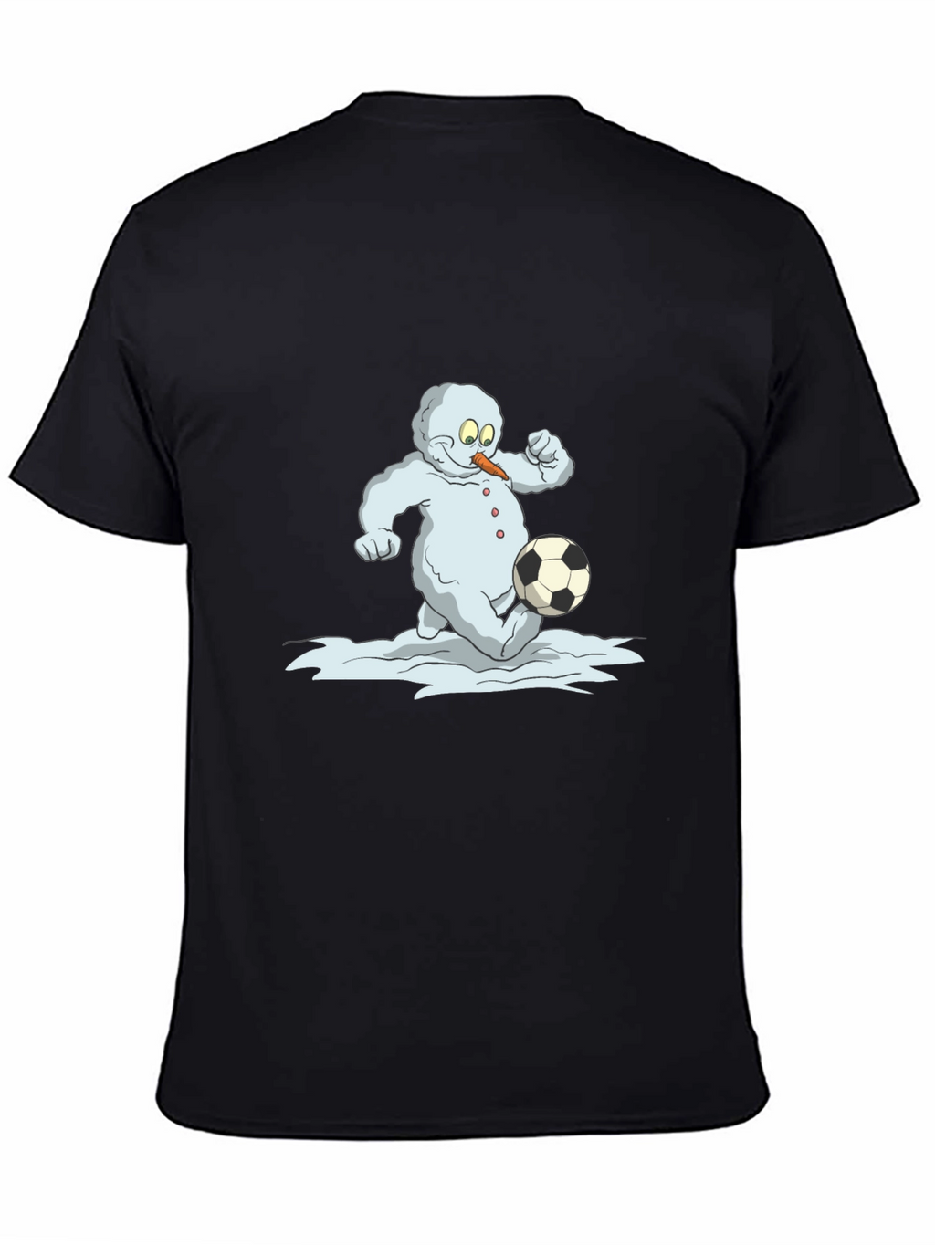 Snowman Soccer T-Shirt - Black Cotton Tee