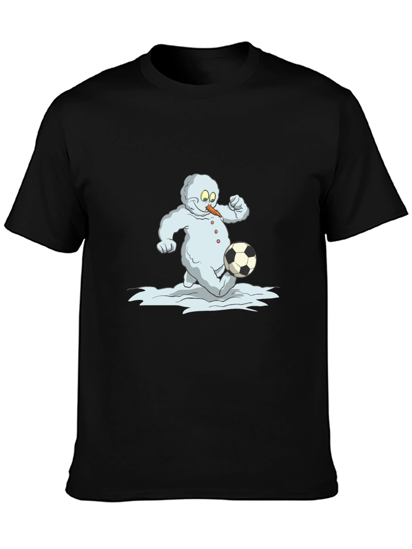 Snowman Soccer T-Shirt - Black Cotton Tee