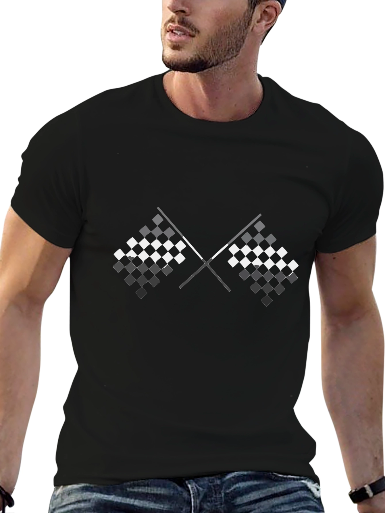 Checkered Flags Graphic Tee - Race Day Ready